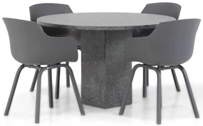 Tuinset Rond 4 personen 120 cm Kunststof Grijs Lifestyle Garden Furniture Salina/Graniet