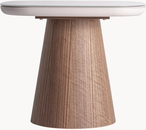 Ronde bijzettafel Torksey van essenhout met glazen tafelblad