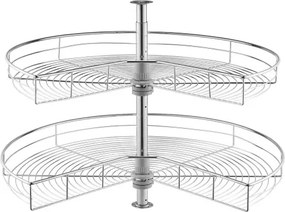 VEVOR Niervormige Chromen Hoekorganizer, 80 cm Draaibaar Kruidenrek, 2-laags in Hoogte Verstelbaar Opbergrek (27 kg Draagvermogen), Vervangende Lazy Susan Plank van Koolstofstaal voor Kasthoeken