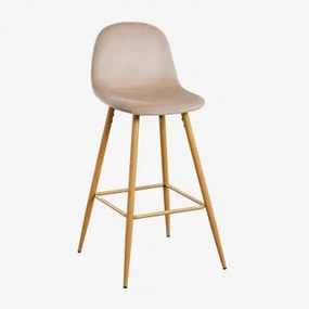 Set Van 2 Hoge Krukken Van Glamm-fluweel Bruin - Tarwe & Natuurlijk Hout & ↑75 Cm - Sklum