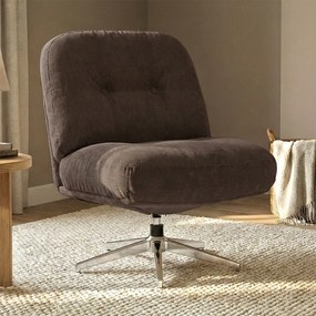 Retro Draaifauteuil Ribstof Bruin