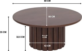 Salontafel Geribbelde Poot - 80 X 80cm.