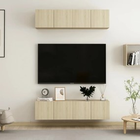 vidaXL Tv-meubelen 4 st 60x30x30 cm spaanplaat sonoma eikenkleurig
