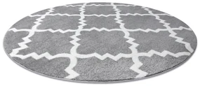 Tapijt SKETCH ROND - F343 grijs / witkleuring klaver Marokkaanse , trellis