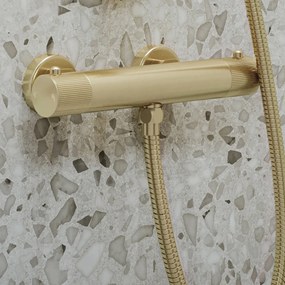Saniclear Brass Stripes opbouw douchethermostaat geborsteld messing - mat goud