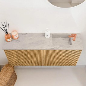Mondiaz Joya DLux 90cm toiletmeubel oak met wastafel faye rechts 1 kraangat glace