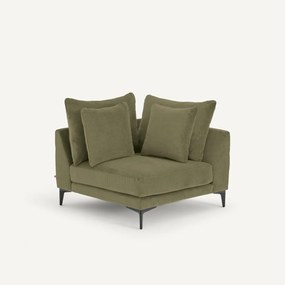 Hoekbank in stone-kleurig fluweel, MODERNISTE, ontwerp van Emmanuel Gallina