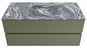 Mondiaz Vica DLux badmeubel 110cm army 2 lades met wastafel lava midden 1 kraangat