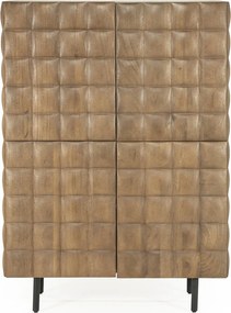 Wandkast Mangohout Met Vierkantjes - 109x41.5x147cm.