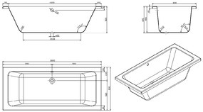 Lambini Designs Cube bubbelbad 180x80cm elektronisch 6+4+2 hydrojets en 12 aerojets met bedieningspaneel chroom