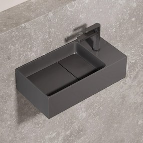 Saniclear Itsie fontein mat antraciet met kraangat rechts 39x22x10cm