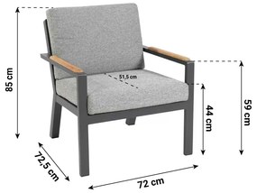 Tuinstoel Aluminium Grijs-antraciet 4 Seasons Outdoor Proton  laag