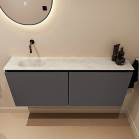 Mondiaz Ture DLux toiletmeubel 120cm dark grey met wastafel opalo links zonder kraangat