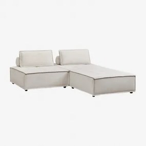 Modulaire Bank En Poef In Vermont-stof, 2-delig Chenille Crèmebeige - Sklum