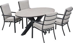 Garden Impressions Senja tuinset 5-delig sandstone - Tulli tuintafel 180x115 cm - light teak vironwood