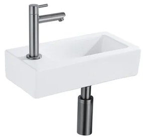 Fortifura Fuente fonteinset - 36x18.5x9cm - 1 kraangat - solid surface - fonteinkraan gunmetal - mat wit SW696237/SW696207/SW696217/SW705498