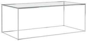 vidaXL Salontafel 120x60x45 cm roestvrij staal en glas zilverkleurig