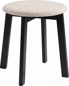 Mazzoni ZOI Lichtbeige (stof Storm 04)/zwart beuken onderstel - RONDE GESTOFFEERDE KRUK VOOR KEUKEN/WOONKAMER