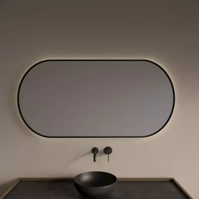 Gliss Design Aura spiegel met LED-verlichting 100x70cm mat zwart