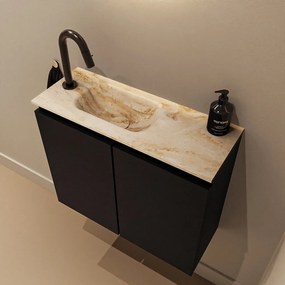 Mondiaz Ture DLux toiletmeubel 60cm urban met wastafel frappe links met kraangat