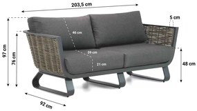 Stoel en Bank Loungeset Aluminium/wicker Grijs 4 personen Santika Furniture Santika Tika