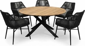 San Jose Chianti dining tuinset 150xH74 cm 6 delig antraciet teak
