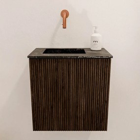Mondiaz Joya DLux 40cm toiletmeubel walnut met wastafel faye links zonder kraangat lava