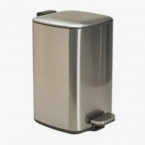 Buitenprullenbak Met Pedaal Van Staal Sosuina 20 L & Geborsteld Grijs - Sklum