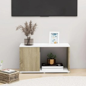 vidaXL Tv-meubel 60x24x32 cm spaanplaat wit en sonoma eikenkleurig