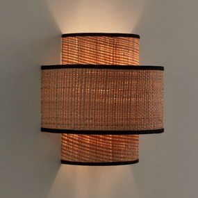 Dubbele wandlamp in raffia, Dolkie