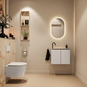 Mondiaz Ture DLux toiletmeubel 60cm linen met wastafel frappe links met kraangat