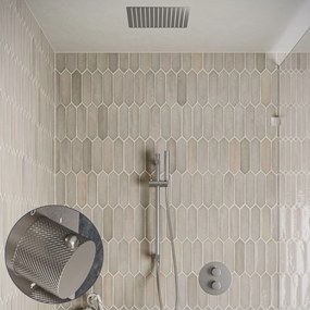 Saniclear Cube Curved inbouw regendouche rond met inbouw douchekop 30x30cm, glijstang en staafhanddouche RVS