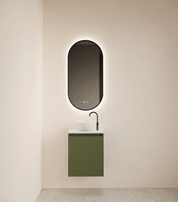 Gliss Design Echo toiletmeubel 40cm olijfgroen met toppaneel wit mat