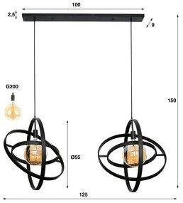 Dubbele Hanglamp Metalen Cirkels