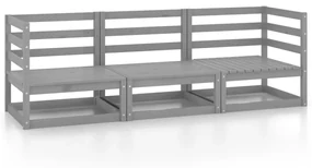vidaXL Tuinbank 3-zits massief grenenhout grijs