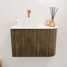 Mondiaz Joya 60cm toiletmeubel ronding rechts dusk met wastafel faye links zonder kraangat talc
