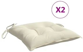 vidaXL Stoelkussens 2 st 50x50x7 cm stof crèmewit