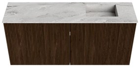 Mondiaz Joya DLux 90cm toiletmeubel walnut met wastafel faye rechts 1 kraangat glace