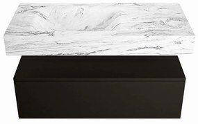Mondiaz Alan DLux badmeubel 100cm urban 1 lade met wastafel glace links 1 kraangat