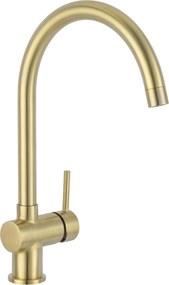 Saqu Shine keukenkraan met hendel en draaibare uitloop geborsteld messing