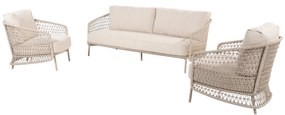 Puccini stoel bank loungeset 3 delig rope latte 4 Seasons Outdoor