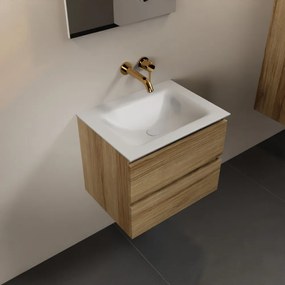 Mondiaz Aivy badmeubel 60cm chai met wastafel solid surface talc midden zonder kraangat en spiegel