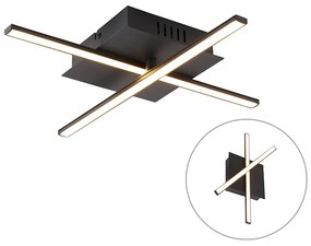 Moderne plafondlamp zwart incl. LED 3-staps dimbaar - Cruz Modern vierkant Binnenverlichting Lamp