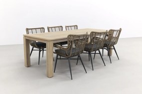 Jasmine Naturel/Rome 6-persoons dining tuinset 240x100 cm. - Grey teak