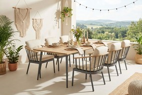 Tuinset 6 personen 240 cm Aluminium/Teak Grijs Apple Bee Condor/Montana