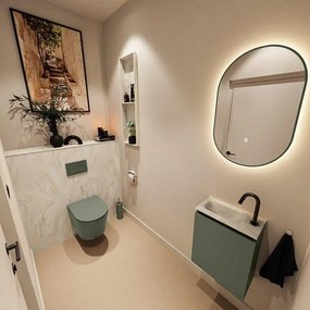 MONDIAZ TURE-DLUX 40cm toiletmeubel Army. EDEN wastafel Ostra positie links. Met 1 kraangat. TUREDX40ARML1OST