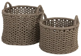 4 Seasons Outdoor Amber set van 2 manden, Ø 65 cm (H 50) en Ø 55 cm (H 40) SALE      taupe weerbestendig
