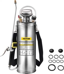 VEVOR 10L roestvrijstalen hogedruksproeier, tuinsproeier met ventiel en manometer, geschikt voor thuis, tuin, toeristenvoertuigen, speciale voertuigen, schepen, voertuigreiniging, tapijtreiniging