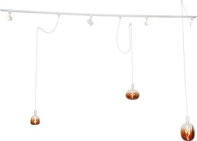 1-fase railsysteem met 3 spots en hanglampen wit - Cavalux Jeana