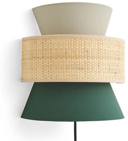 Dubbele wandlamp in raffia en katoen, Dolkie